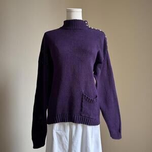 Vintage eggplant purple knit sweater, womens large